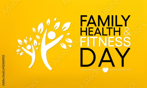 Vector illustration on the theme of Family health and fitness day observed every year during June.