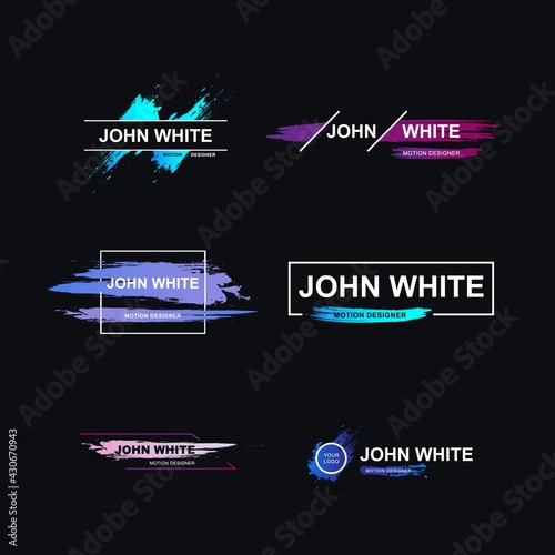 Name Lower Thirds Set Brush Modern Colorful templates. Vector illustration