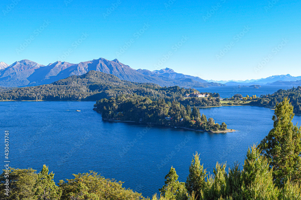 Panoramic view of the beautiful mountainous landscape with the lakes