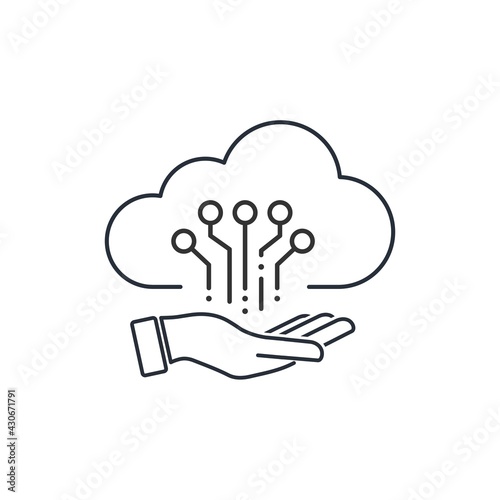 Cloud software optimization . Vector linear icon isolated on white background.