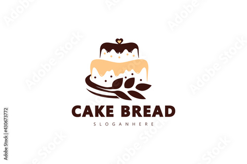 Love Cake Bread Logo. Cup Cake Logo Symbol Isolated On White Background, design vector Icon Illustration.
