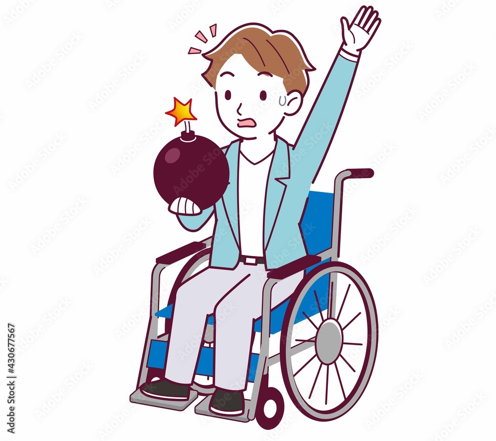 車椅子に乗った男の子 車椅子に乗った男の子