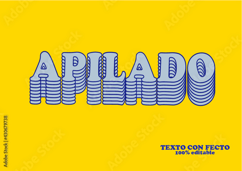 Efecto de texto apilado. Editable. Estilo  pop art.