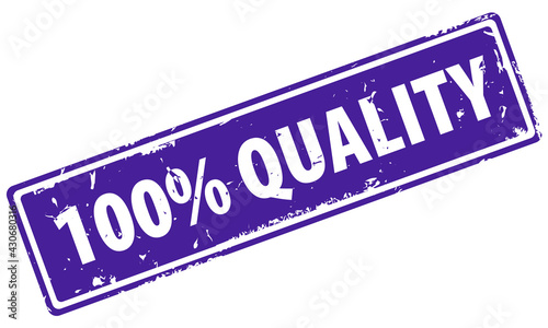 100 percent quality guarantee square filled rubber stamp icon isolated on white background. 100 percent quality control stamp.