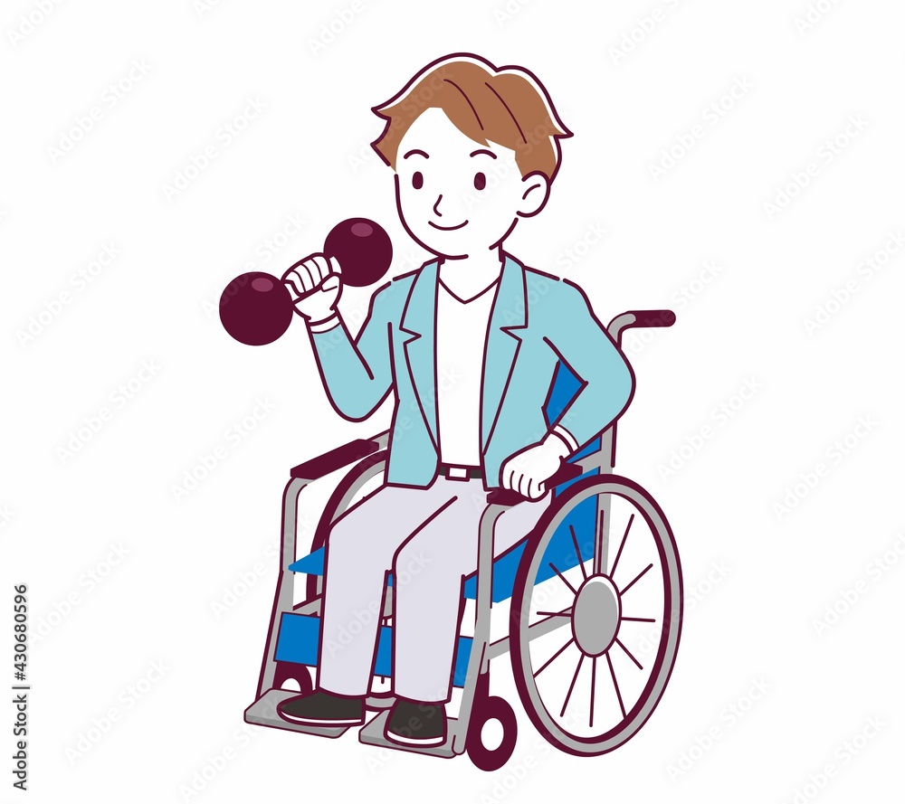 車椅子に乗った男の子 車椅子に乗った男の子