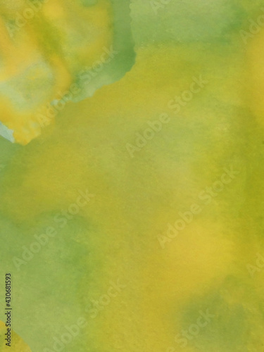 Abstract Hand Drawn watercolor background. Colorful Template with Green and Yellow watercolour