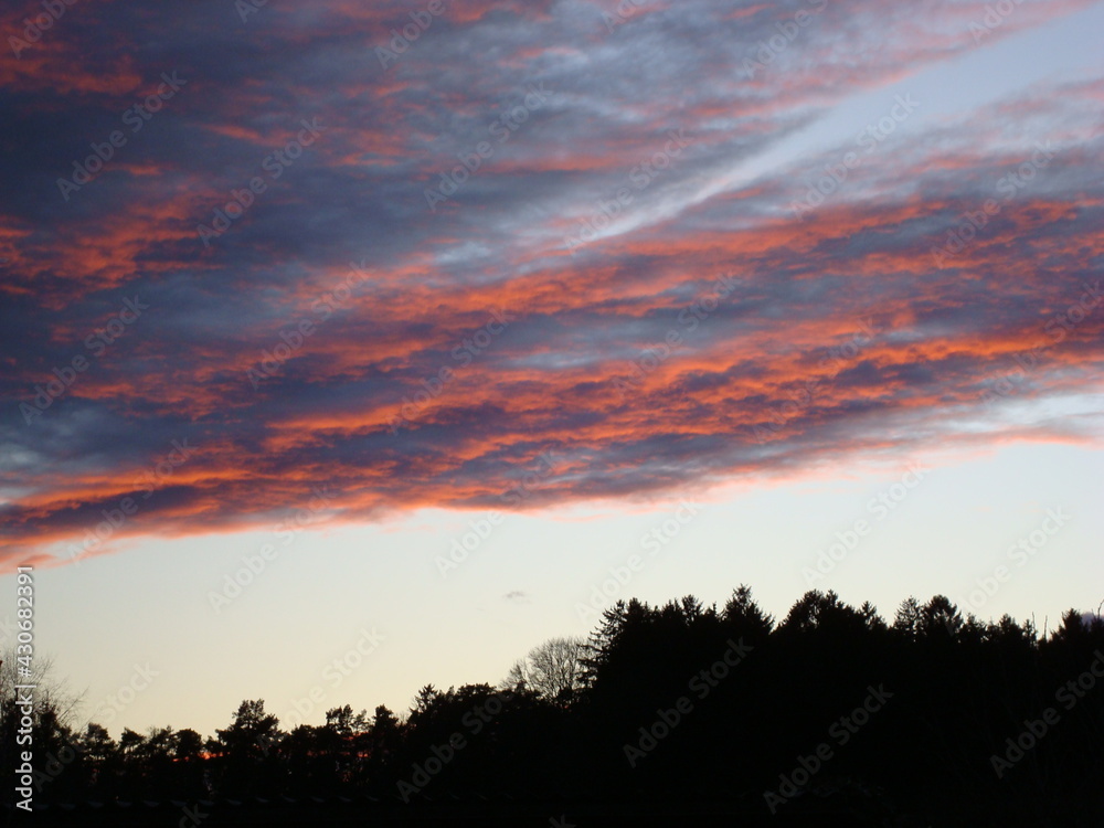 Sunset over the field