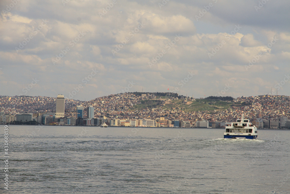 view of Izmir city from Aegean sea
