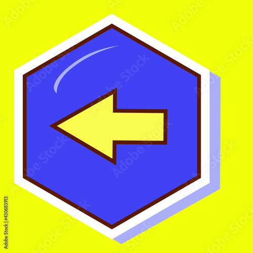 Free Download Simple brown stroke arrow pointing left on a purple hexagon. Royalty-free. - GFXLoad