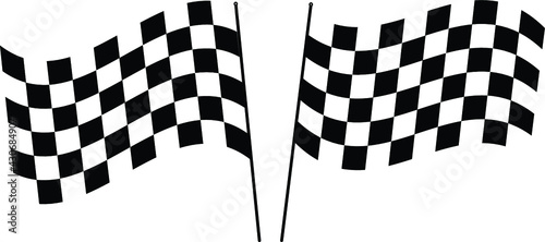 Checkered flag pair vector. Waving checker flags to crown a champion or the winner of a race set against a transparent background. Available in EPS10, jpg and can be saved as SVG.