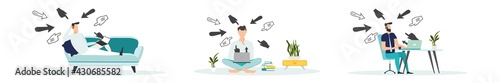 Cyber bullying. Internet abuse or online troll. Social media problem with hater comments concept. Depressed teenage people sit alone with a computer laptop and mouse cursors pointing at her.