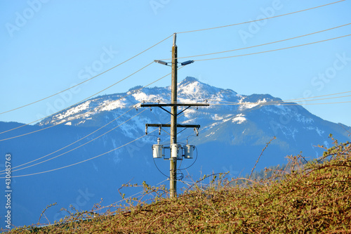 voltage power lines in mountain region