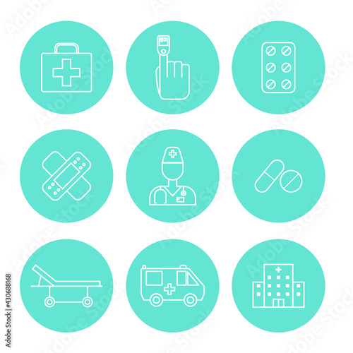 Set of Simple medical icon in trendy line style isolated on white background ...