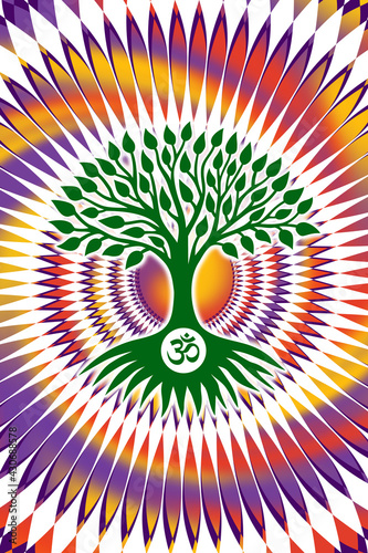 The tree of life on the openwork elegance mandala. Vector art graphics