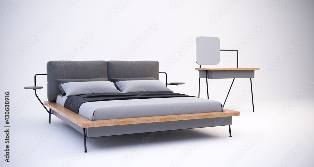 Fototapeta premium 3d rendering loft style furniture for bedroom