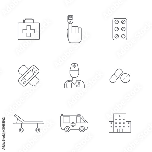 Set of Simple medical icon in trendy line style isolated on white background ...