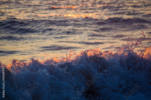 Amazing sea sunset  the sun  waves  clouds