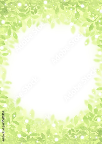 優しい印象のきらきら葉っぱ縦フレーム