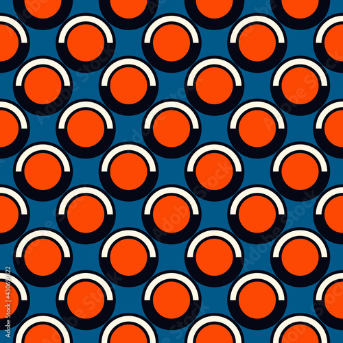 Polka dot ornament. Repeated circles seamless pattern. Modern stile geometric background. Geo motif surface print