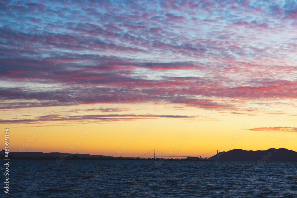Ocean view with sunset sky in San Francisco Bay Area