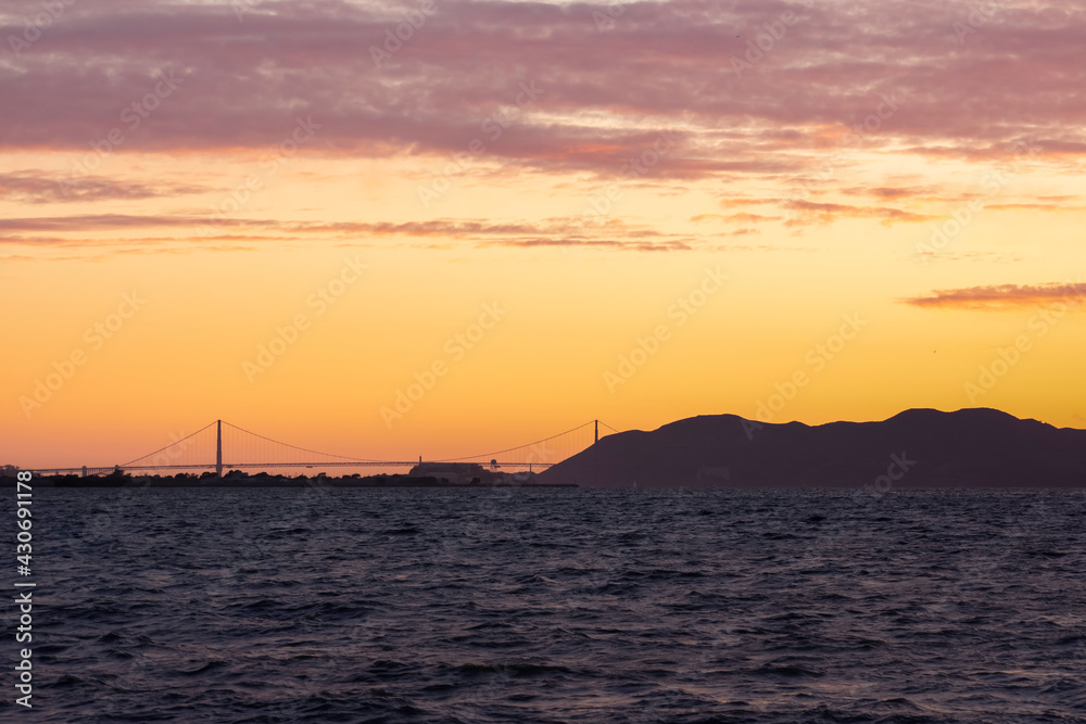 Ocean view with sunset sky in San Francisco Bay Area