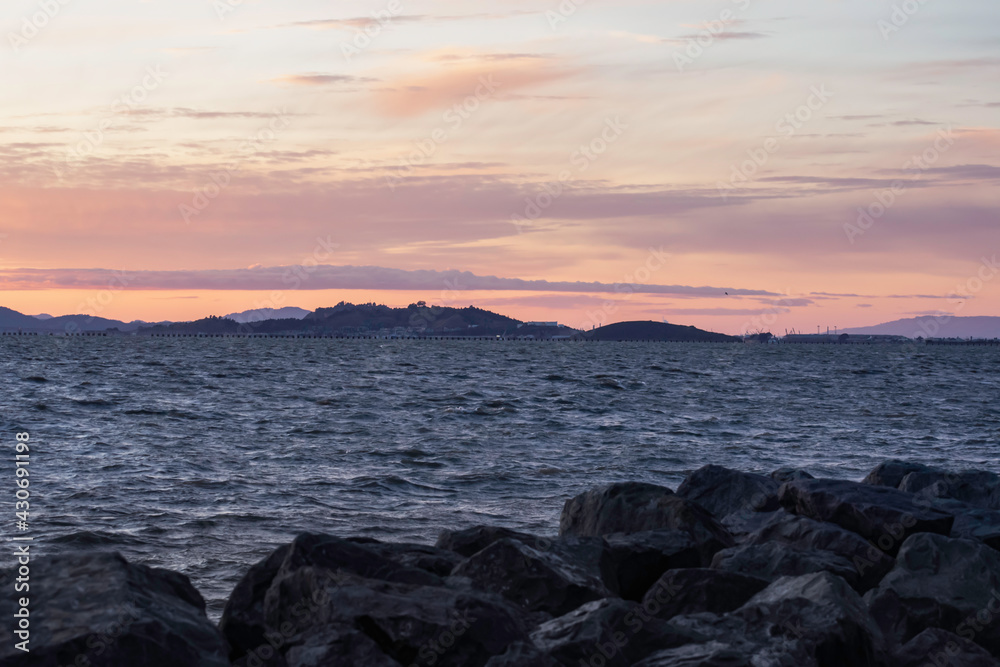 Ocean view with sunset sky in San Francisco Bay Area Ocean view with sunset sky in San Francisco Bay Area