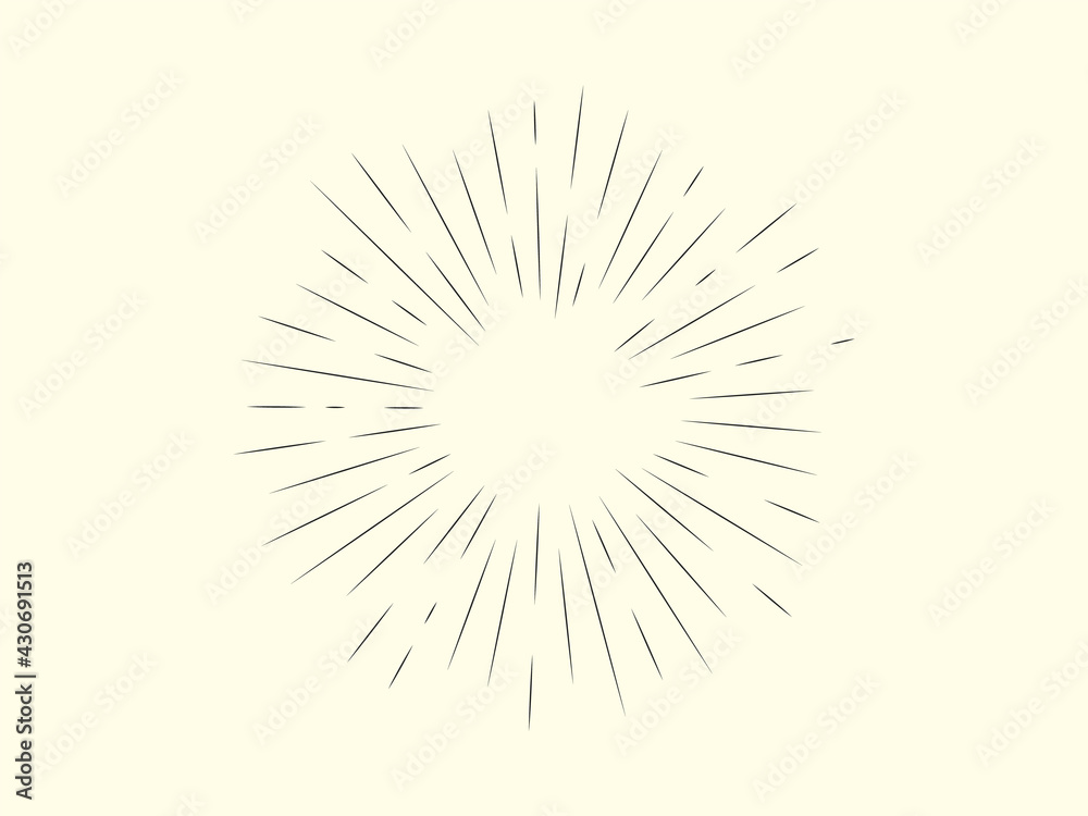 Fototapeta premium Sunburst. Old decorative overlay element, monochrome. retro. Vector illustration.