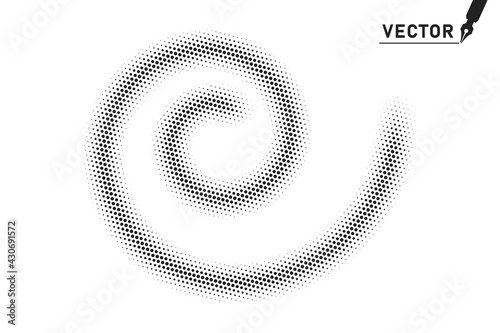 Halftone spiral, whirlpool. Vector small dots, circles rotation. abstract. Pattern. Isolated background.