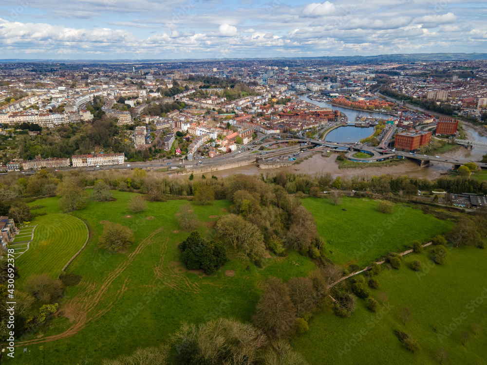 Panorama of Bristol, Drone PoV. UK