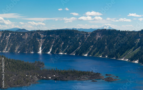 Deep blue Crater Lake in Oregon state