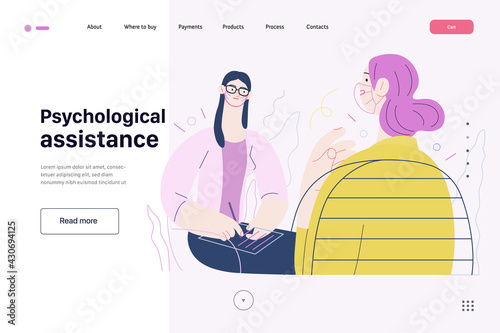 Medical tests template - psychological support. Modern flat vector