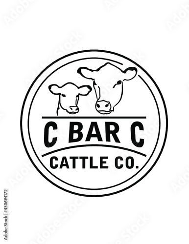 Cow and calf ranch logo with head profile view