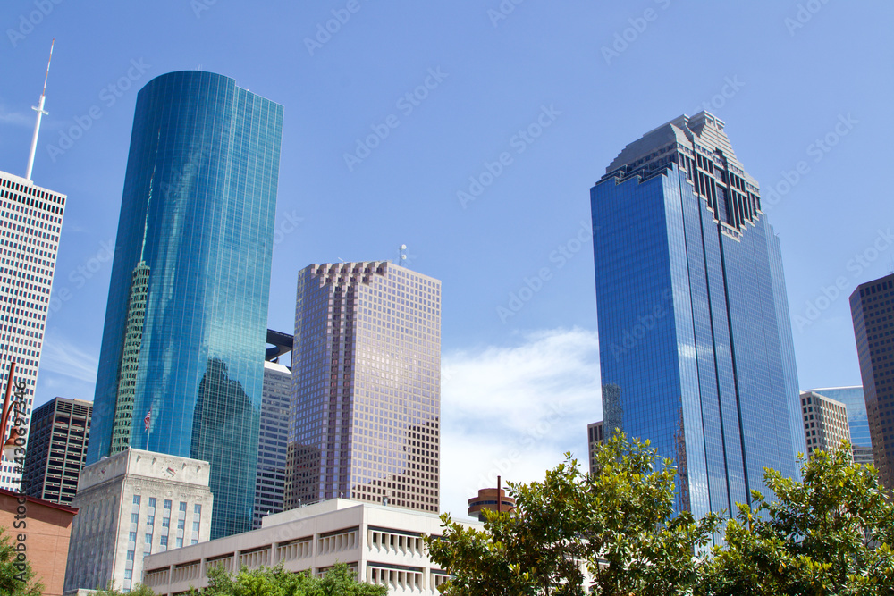 skyscrapers in downtown city