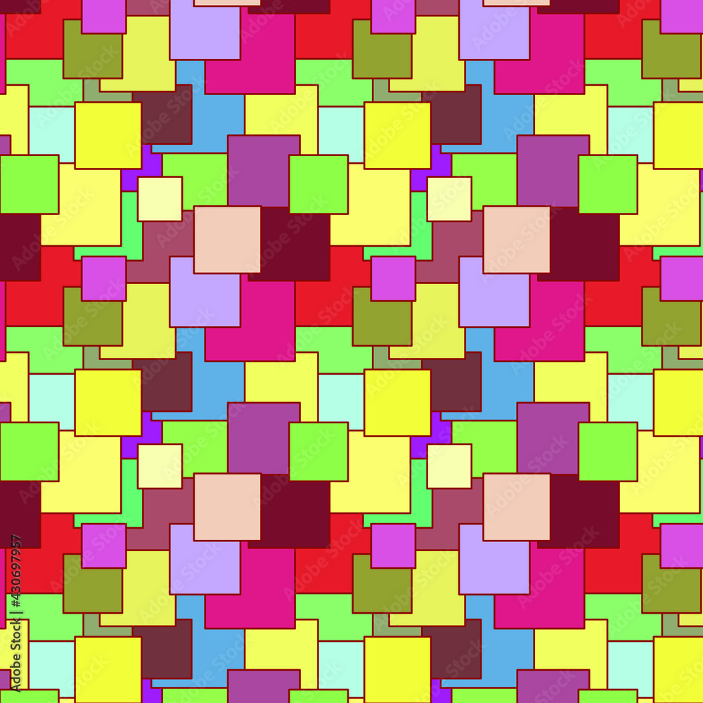 Seamless pattern of squares of different colors. Abstract vector background. Design for banner, poster, card, cover, party invitation, wallpaper Seamless pattern of squares of different colors. Abstract vector background. Design for banner, poster, card, cover, party invitation, wallpaper
