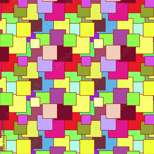 Seamless pattern of squares of different colors. Abstract vector background. Design for banner, poster, card, cover, party invitation, wallpaper