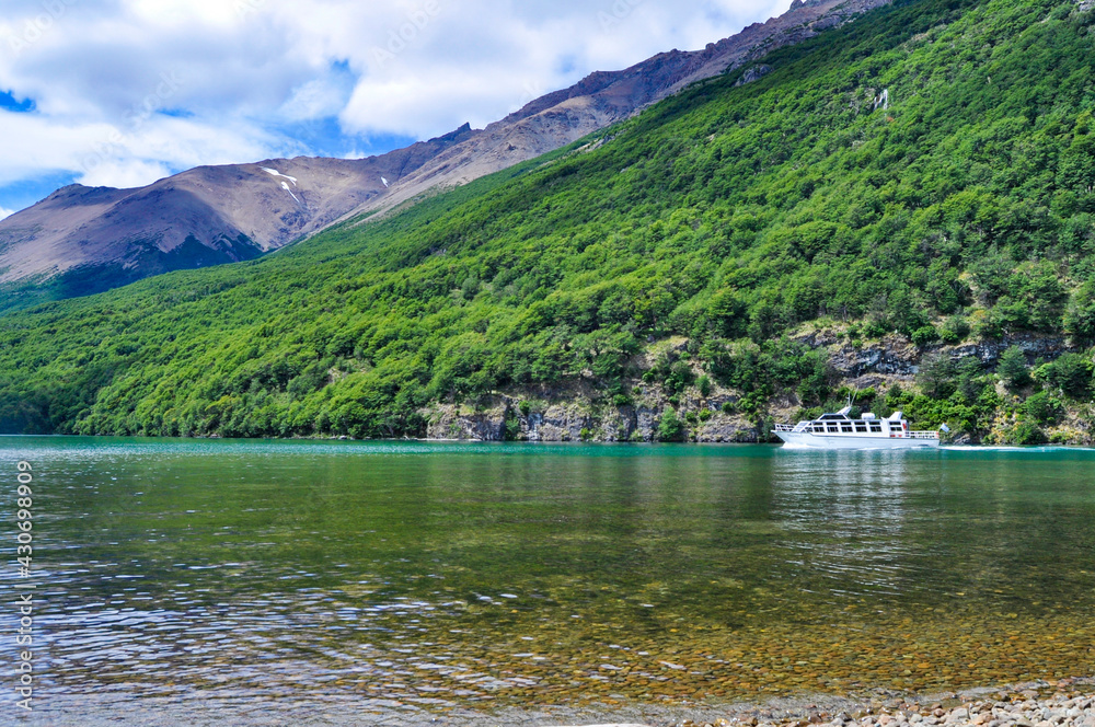 boat on the lake in the mountains