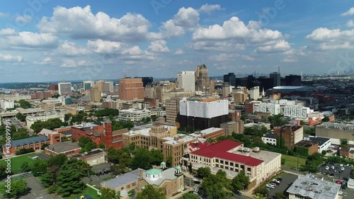 Epic Aerial View of Downtown Newark