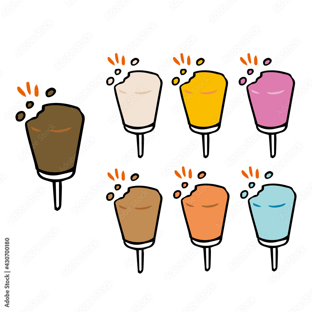 かじられた棒付きアイスクリームのイラストセット Stock Vector Adobe Stock