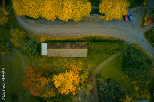 Stockholm Ekero - Aerial view of a autumn field 20-09-01. High quality photo photo