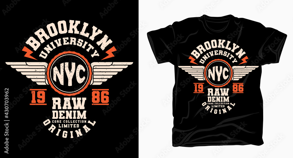 Brooklyn university nyc varsity typography design for t-shirt Brooklyn university nyc varsity typography design for t-shirt