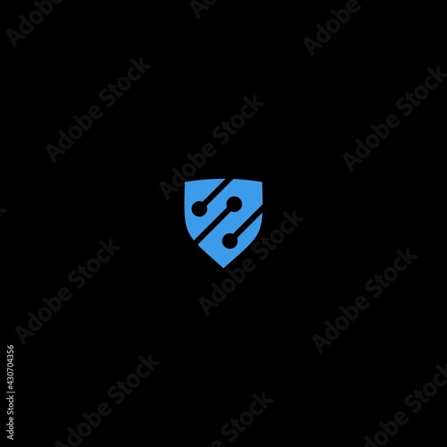 Vector Shields tech Icon logo technology atom data ISP cyber security 