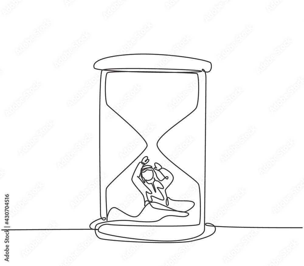Single one line drawing of young Arabian business man buried inside ...
