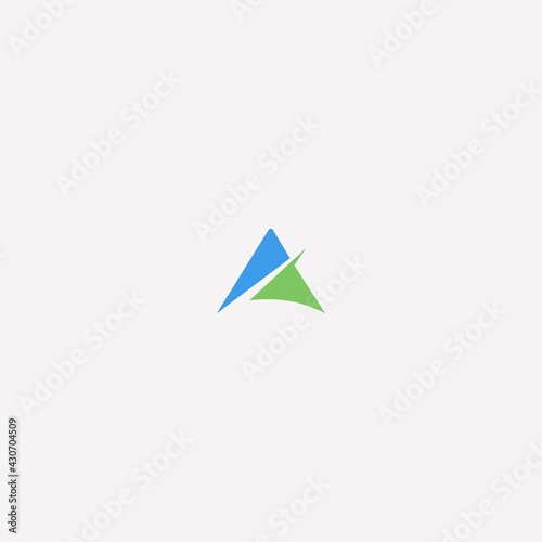 Initial letter A logo vector design nature, arrow, up, future, blue