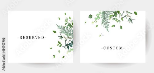 Herbal minimalist vector grenery watercolor wedding frames