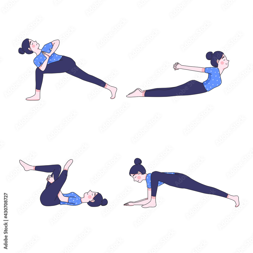 Fototapeta premium girl with yoga posting collection