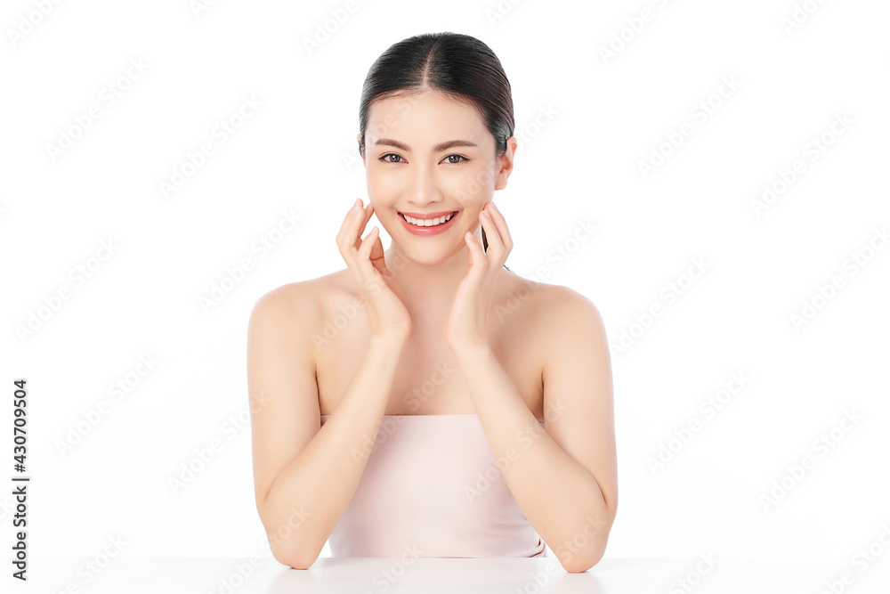 Beautiful young asian woman with clean fresh skin on white background, Face care, Facial treatment, Cosmetology, beauty and spa, Asian women portrait Beautiful young asian woman with clean fresh skin on white background, Face care, Facial treatment, Cosmetology, beauty and spa, Asian women portrait