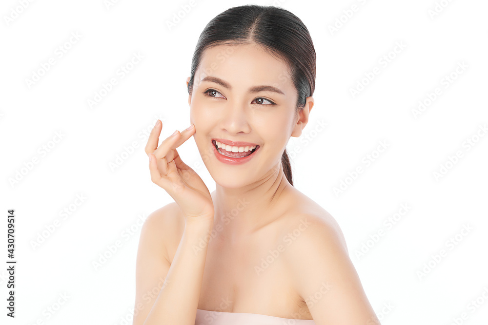 Beautiful young asian woman with clean fresh skin on white background, Face care, Facial treatment, Cosmetology, beauty and spa, Asian women portrait Beautiful young asian woman with clean fresh skin on white background, Face care, Facial treatment, Cosmetology, beauty and spa, Asian women portrait