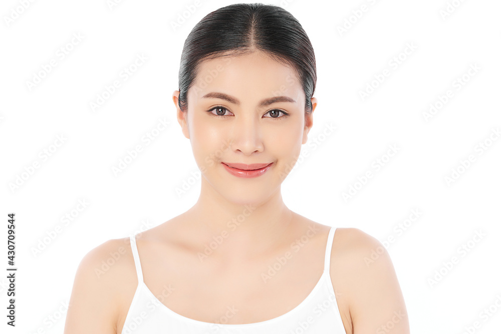 Beautiful young asian woman with clean fresh skin on white background, Face care, Facial treatment, Cosmetology, beauty and spa, Asian women portrait Beautiful young asian woman with clean fresh skin on white background, Face care, Facial treatment, Cosmetology, beauty and spa, Asian women portrait