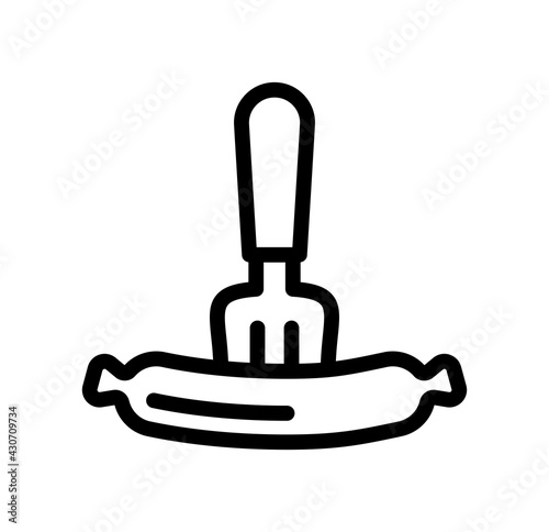 Fork and sausage vector icon