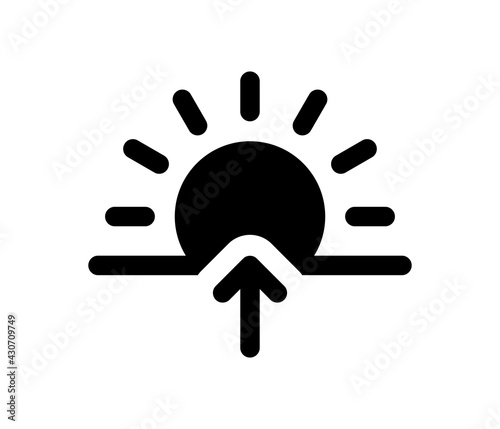 Morning sunrise over horizon vector. Sunlight icon.